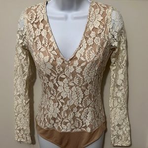 Ella Miss White and Nude laced bodysuit